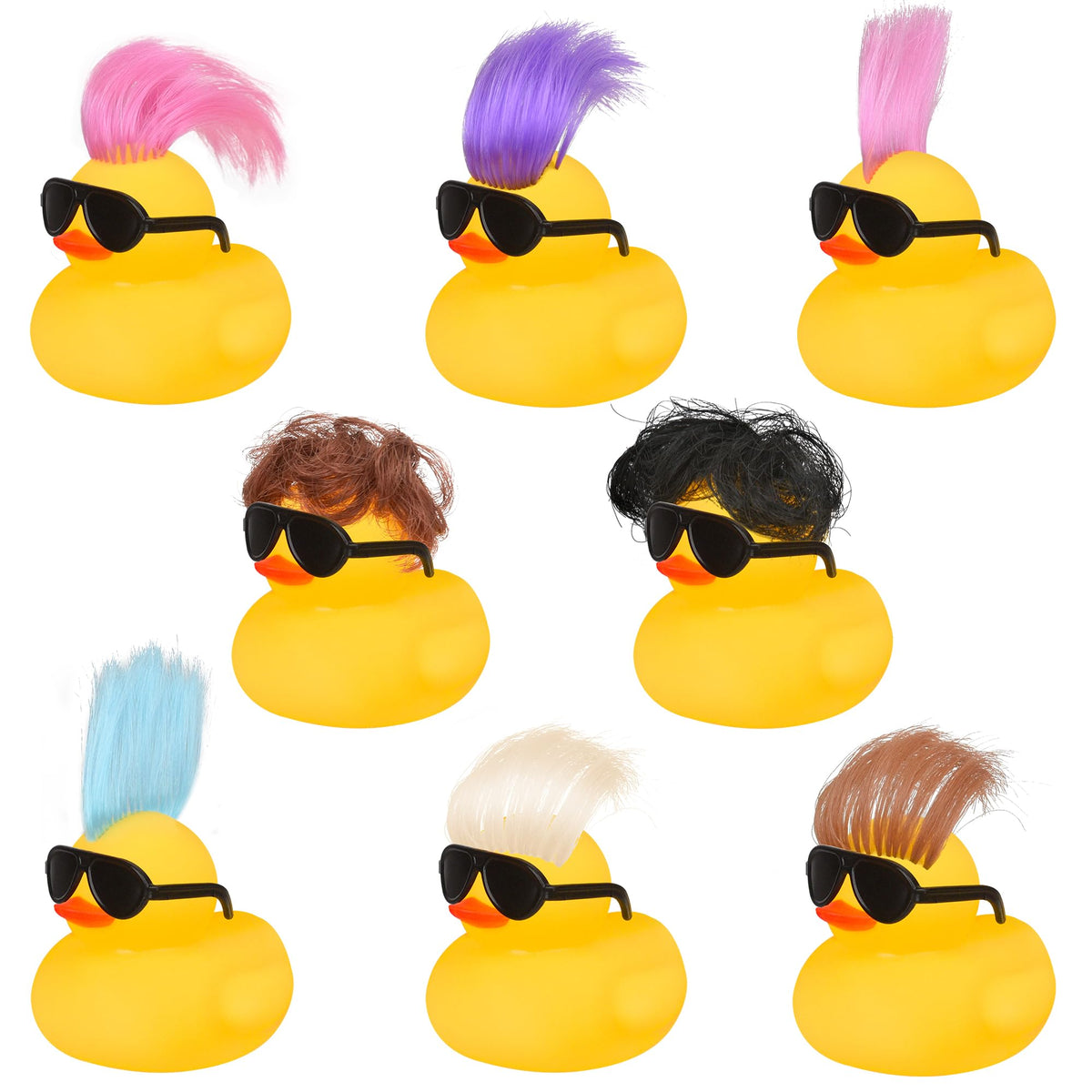 Wig & Black Sunglasses Rubber Ducks, 12 Pack - 2-Inch Party Ducks