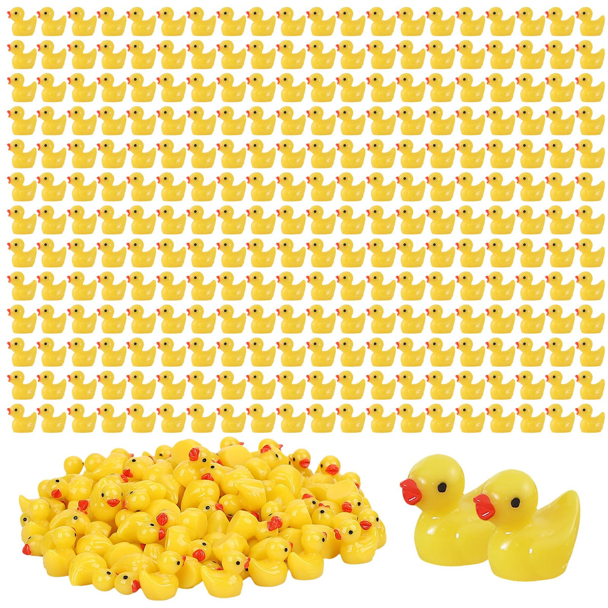 Tiny Yellow Resin Ducks, 260 Pack - Mini Hiding Ducks