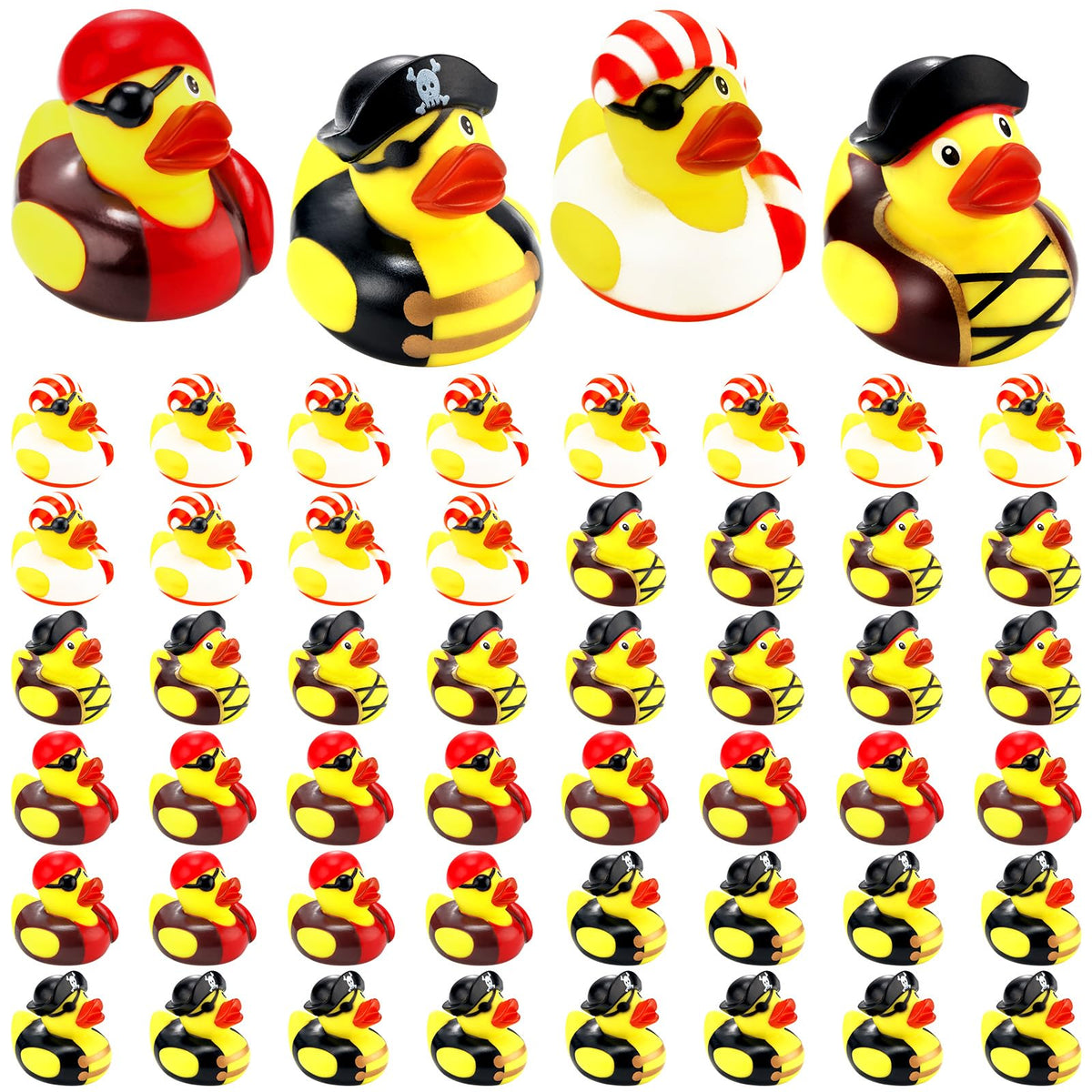 Pirate Rubber Ducks, 48 Pack - 4 Designs, 2-Inch