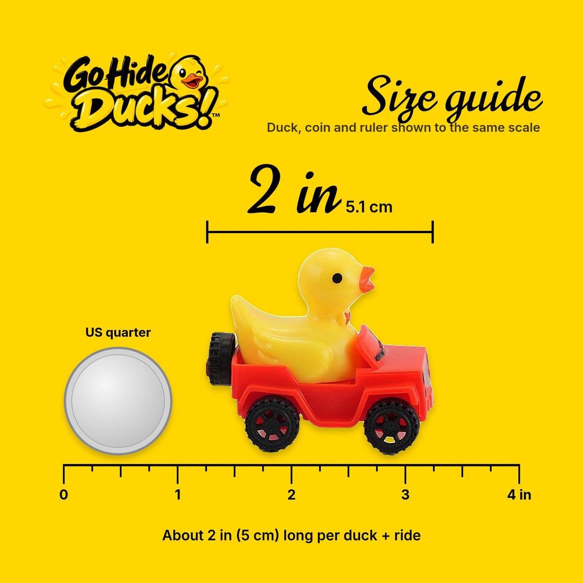 Off-Road Driver Ducks, 12 Pack - 2-Inch Ducks for 4x4 Ducking: size reference