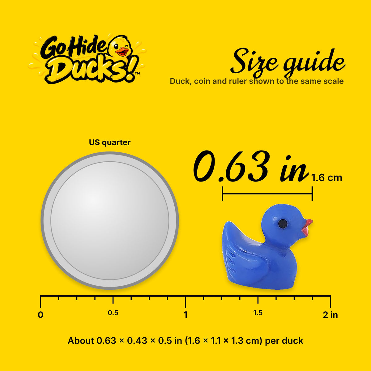 Tiny Resin Ducks, 200 Pack - 10 Colors: size reference