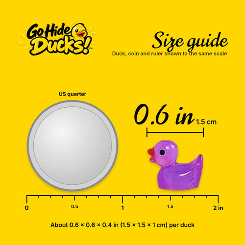 Glow-in-the-Dark Tiny Ducks, 225 Pack - 15 Colors: size reference