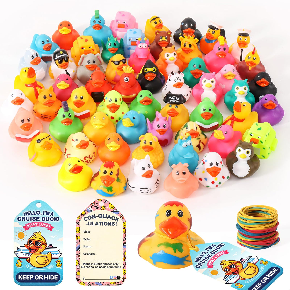 Cruise Duck Hiding Kit - 60 Ducks, 60 Tags & 60 Bands